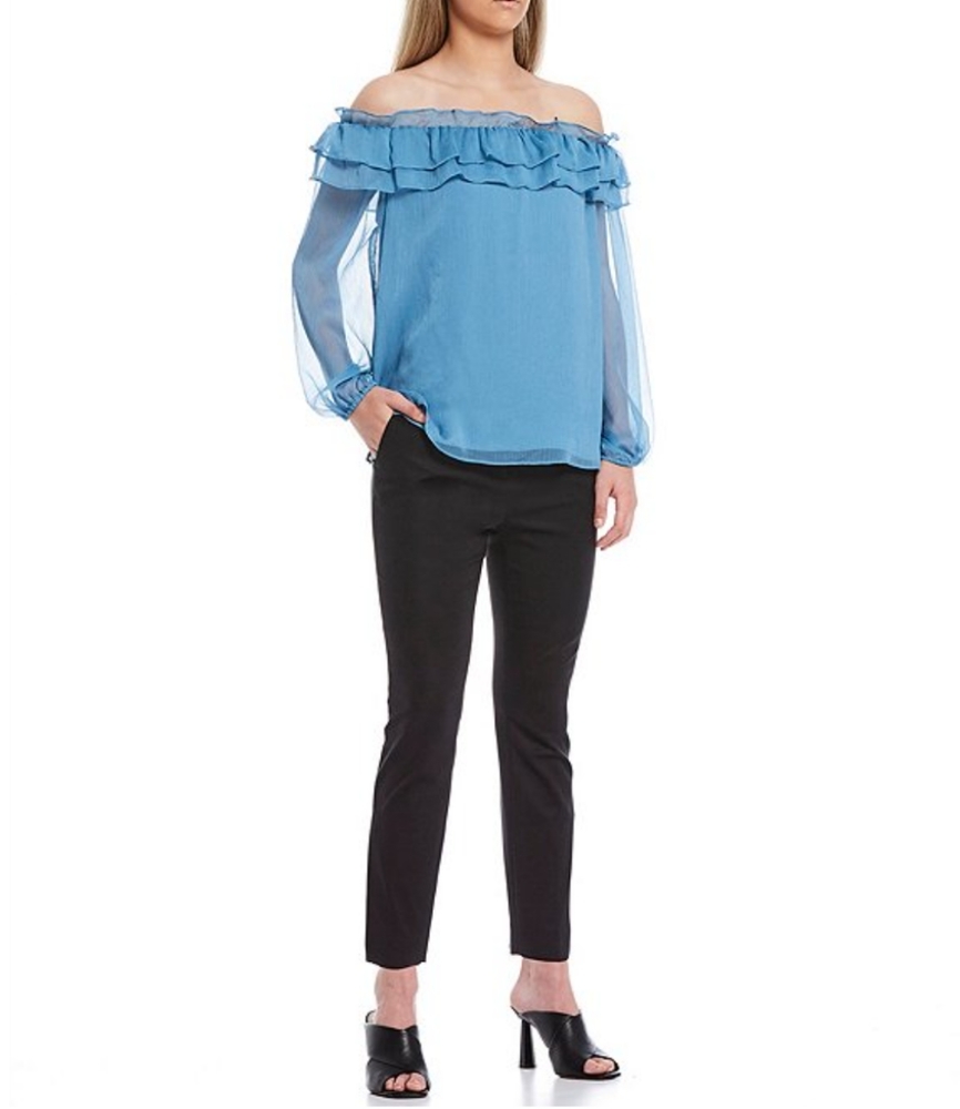 VINCE CAMUTO Long Sleeve Ruffle Off-the-Shoulder - Picture 4 of 4